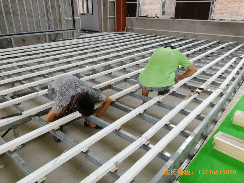 晉中中鐵三局六公司舞臺運動地板鋪裝案例2