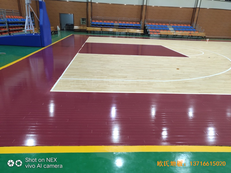 山西陽泉盂縣明鑫加油站籃球館運(yùn)動地板鋪裝案例3